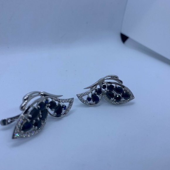 STIRLING SILVER SAPPHIRE BUTTERFLY EARINGS - Picture 5 of 10
